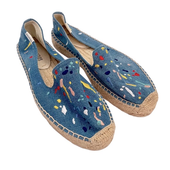 Soludos‎ Blue Fabric Espadrilles Embroidered Art Colorful Accents 6.5 - Picture 1 of 10